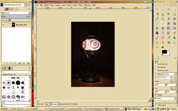 Screen shot of base image opened in GIMP